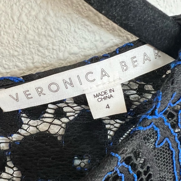 Veronica Beard Gynne Long Sleeve Pencil Dress Lace Black Blue Designer Women’s 4 - Picture 8 of 14